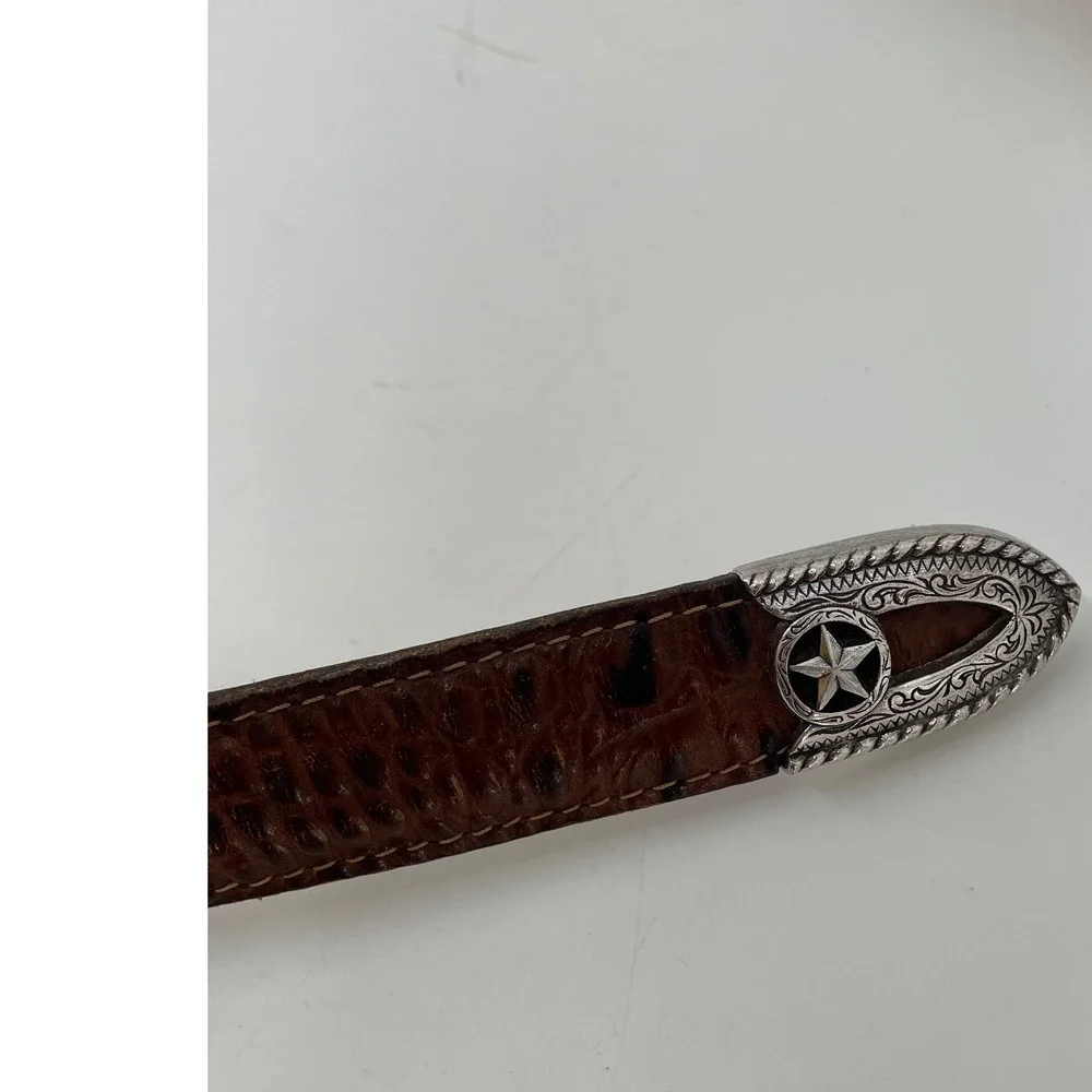Tony Lama Belt 44 Brown Leather Country Crocodile Print Western USA‎ C421234